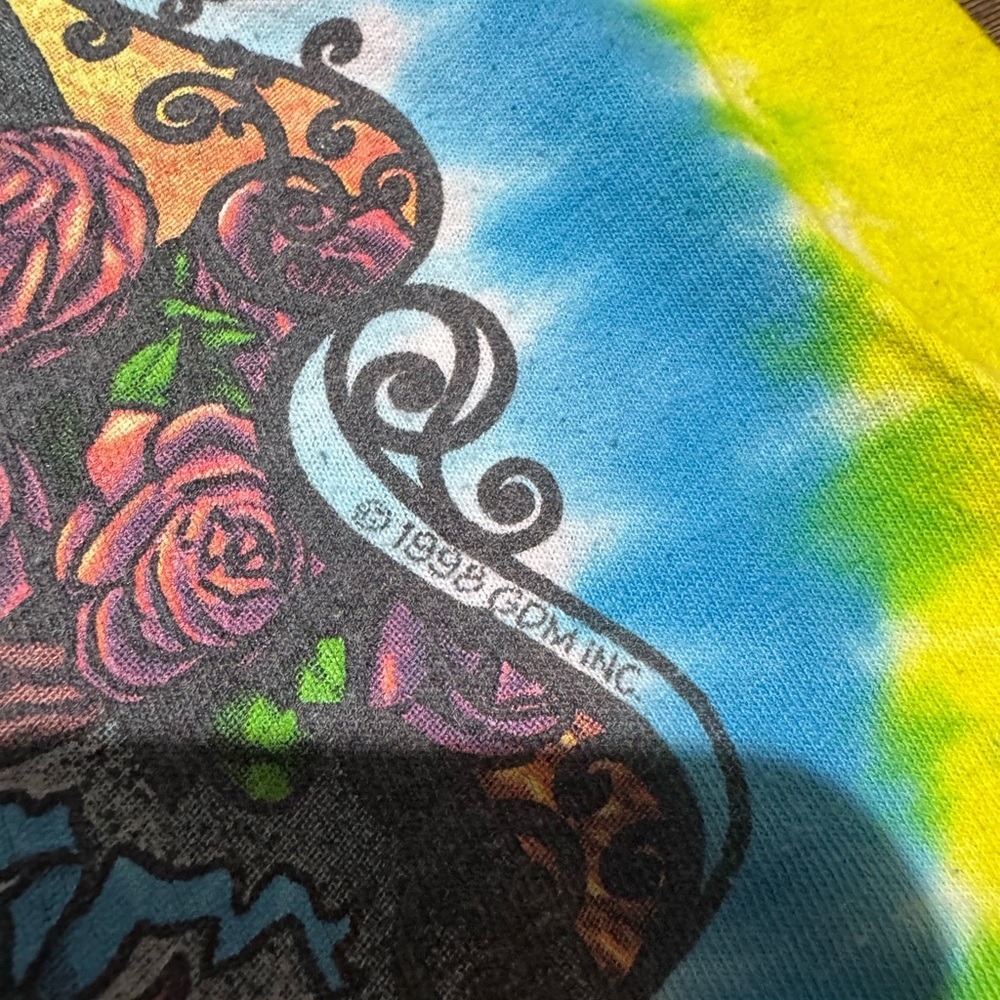Vintage 1998 Grateful Dead Tie Dye Bertha Skeleton Band T Shirt Mens S - Picture 3 of 6
